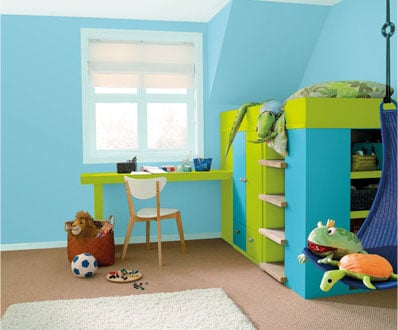 Chambre enfant bleu et vert