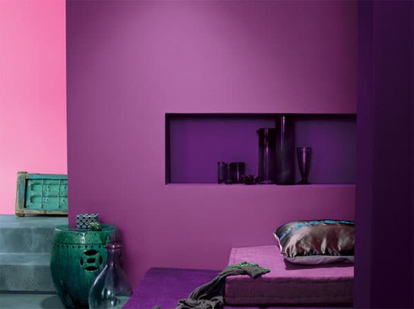 Chambre violette et rose