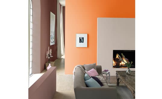 Salon taupe et orange