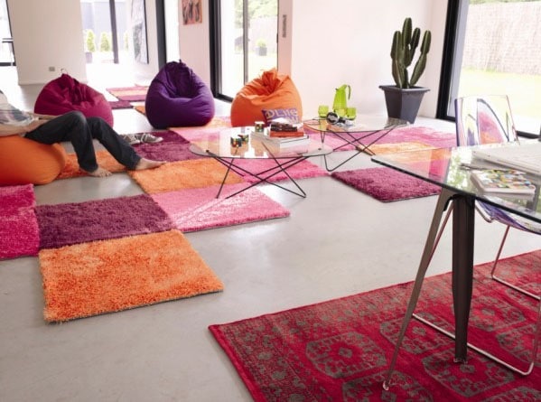 Tapis coloré salon customiser un tapis