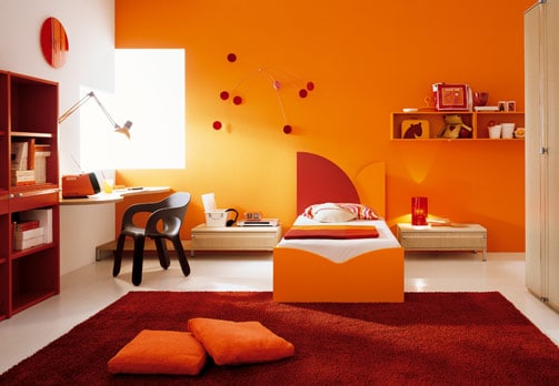 chambre orange déco automnale