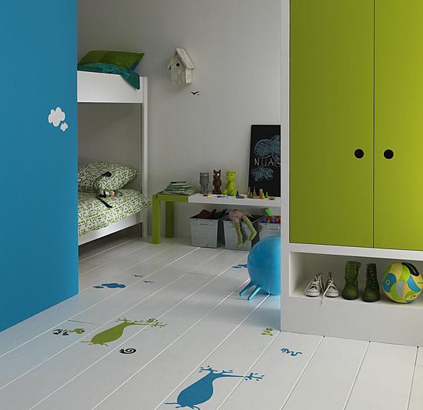 Parquet blanc pochoir enfant