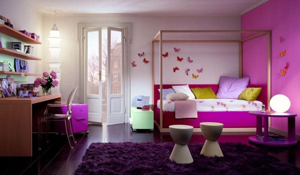 Chambre fille ado rose et prune