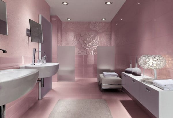 salle de bain rose pastel