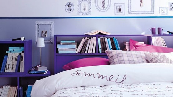 Chambre rose et mauve -Optimiser les rangements