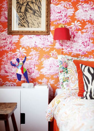 appartement ancien coloré chambre orange