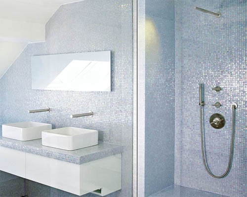 salle de bain gris perle mosaïque