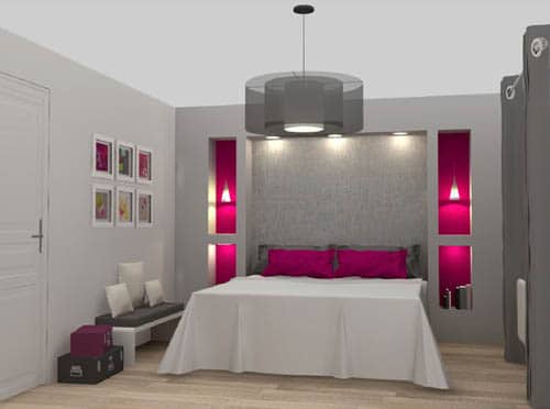 chambre grise et fushia