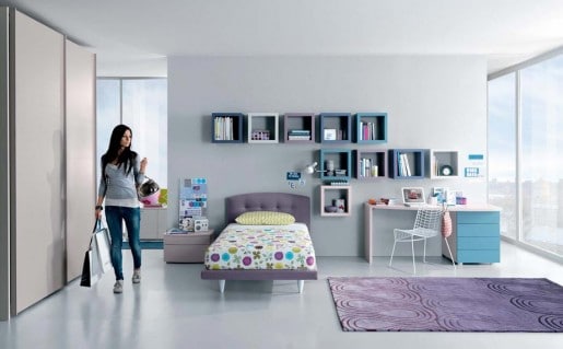 chambres de filles bleu et parme