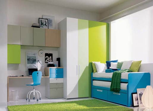 chambres de filles bleu et vert