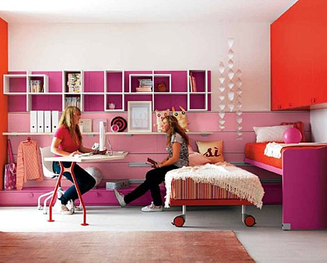 chambres de filles rose et orange