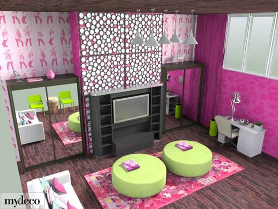 chambres de filles rose et vert