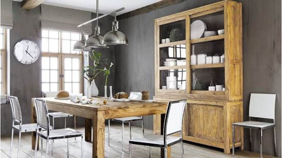 tendances salon - salon gris et bois