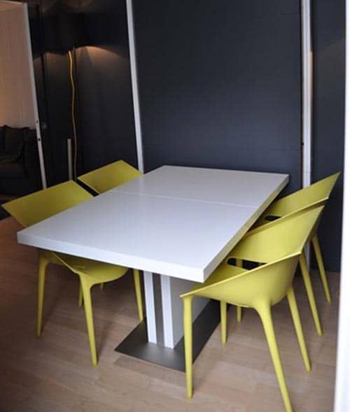chaises colorées jaune salle à manger