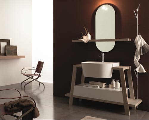 Salle de bain exotique marron