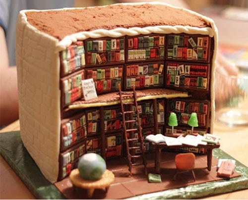 Gâteau déco bibliothèque