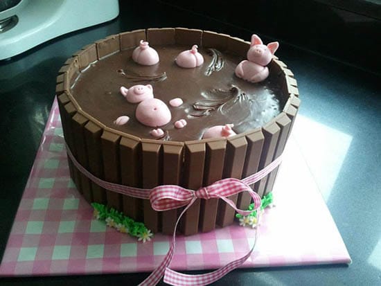Gâteau déco gâteau de boue cochons roses