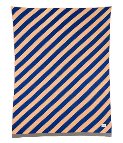 couverture rayée rose et bleu