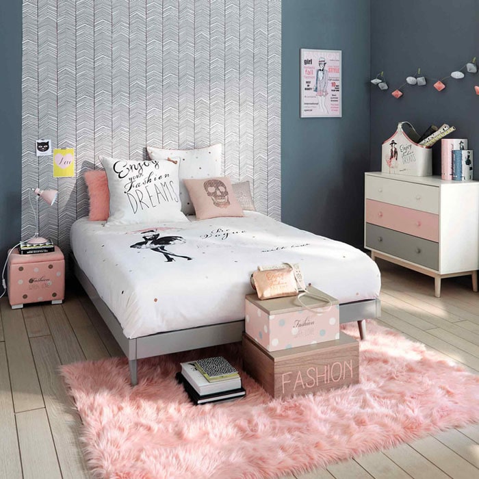 chambre d'ado rose pastel