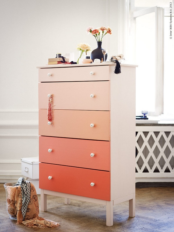 Commode Ikea DIY ombré orange