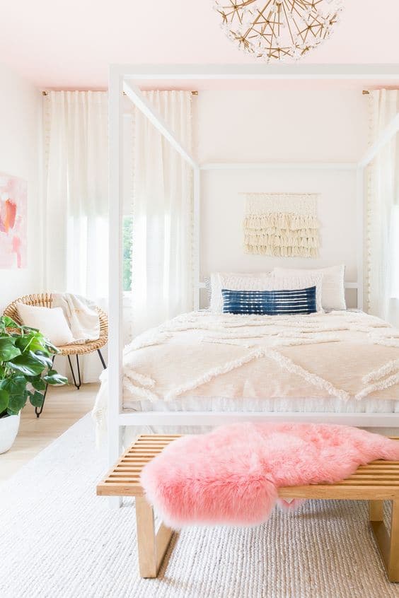 chambre scandinave rose