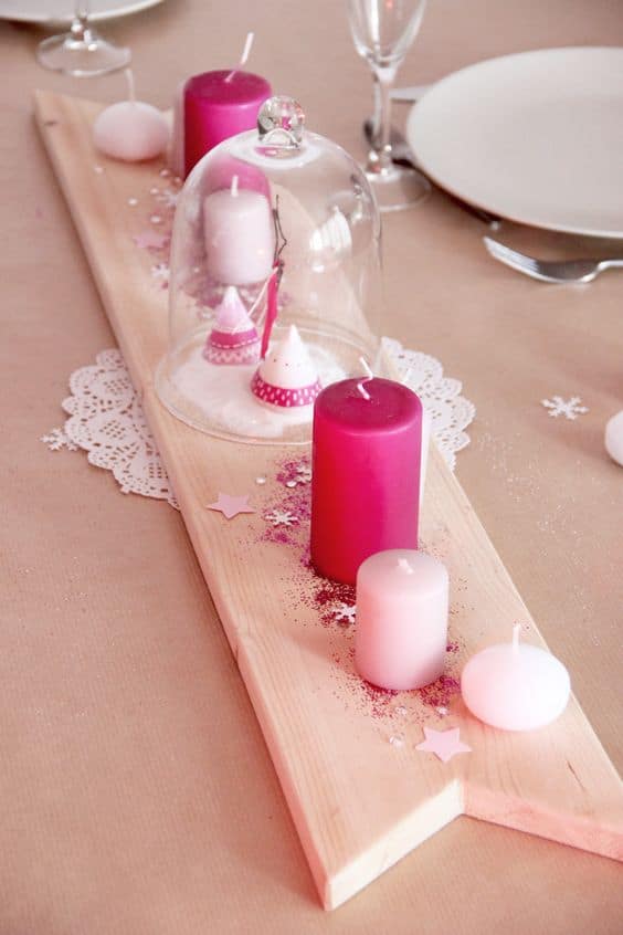 centre de table rose Noël