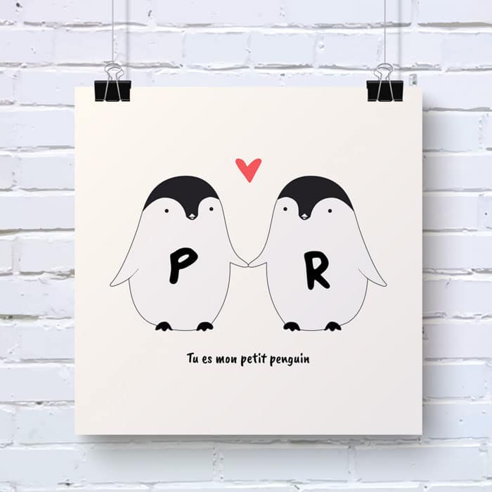 tableau pinguins amoureux