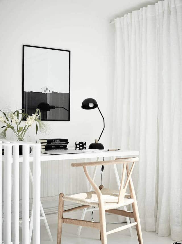 Déco scandinave en noir et blanc bureau