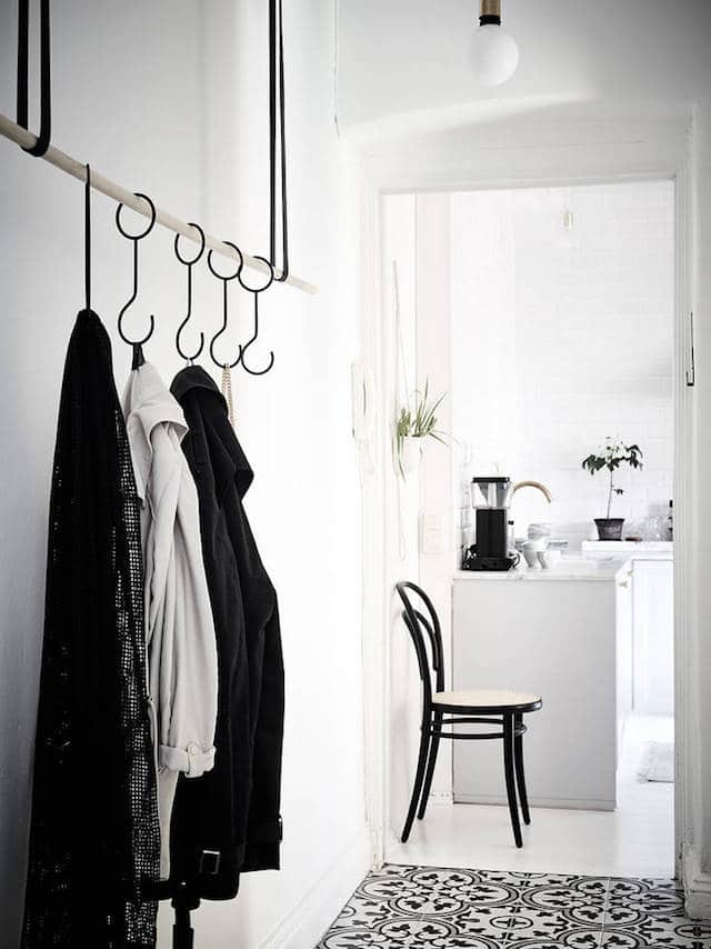 Déco scandinave en noir et blanc entrée