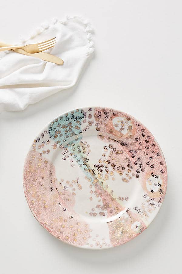 assiette rose et or Anthropologie