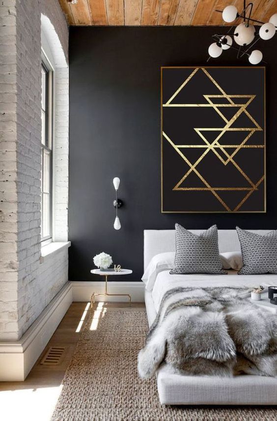 déco tendance metallique - chambre foncée métallique