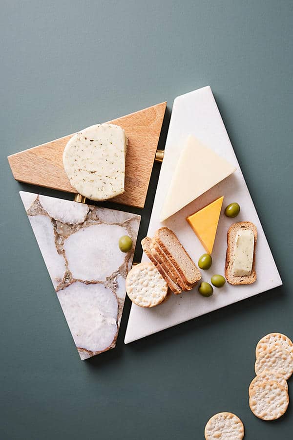 Plateau à fromage carré en marbre et en bois - Arts de la table