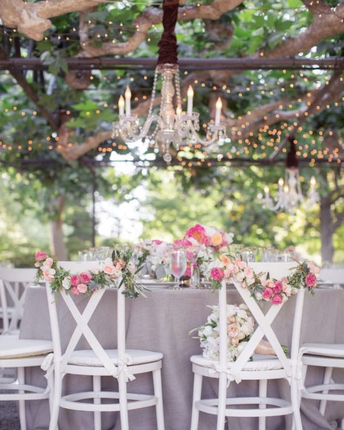 décoration de mariage lumières guirlandes extérieur