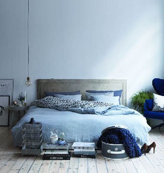 chambre bleu scandinave