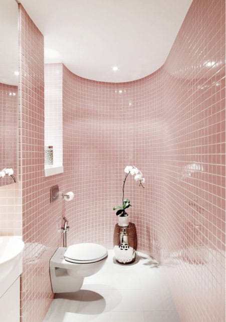 salle de bain rose pastel