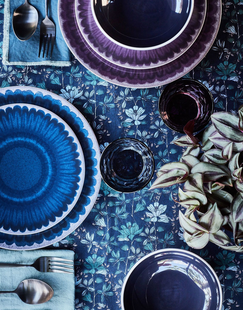 collection alinea automne hiver 2018 vaisselle bleue et violette