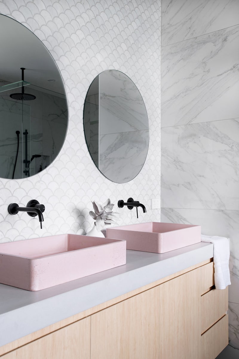 salle de bain lavabos roses inspiration deco