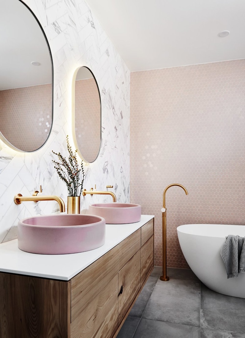 salle de bain rose inspiration déco