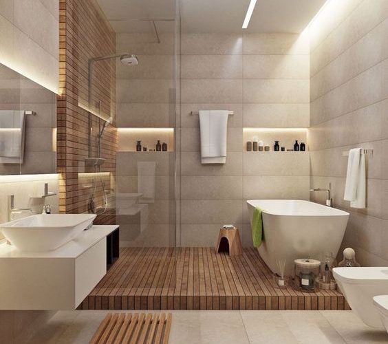 salle de bain douche et baignoire