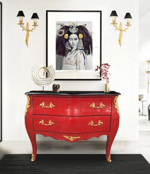 association de couleurs - rouge et dore style baroque