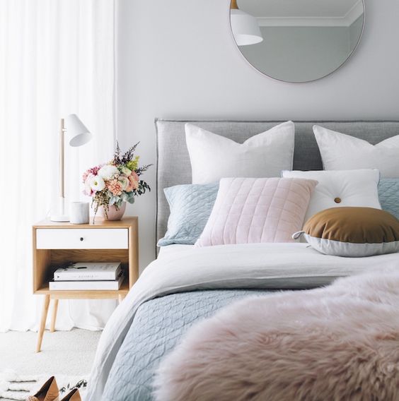 chambre rose et bleu pastel 