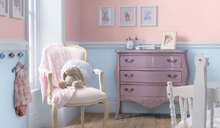 chambre rose et bleu pastel