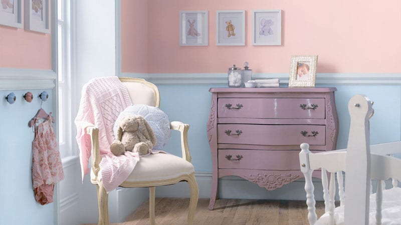 chambre rose et bleu pastel