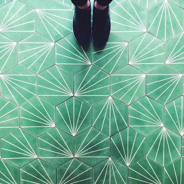 carreaux de ciment verts - Green floor cement tiles