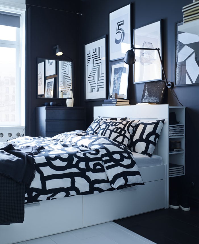 chambre noir et blanc ikea