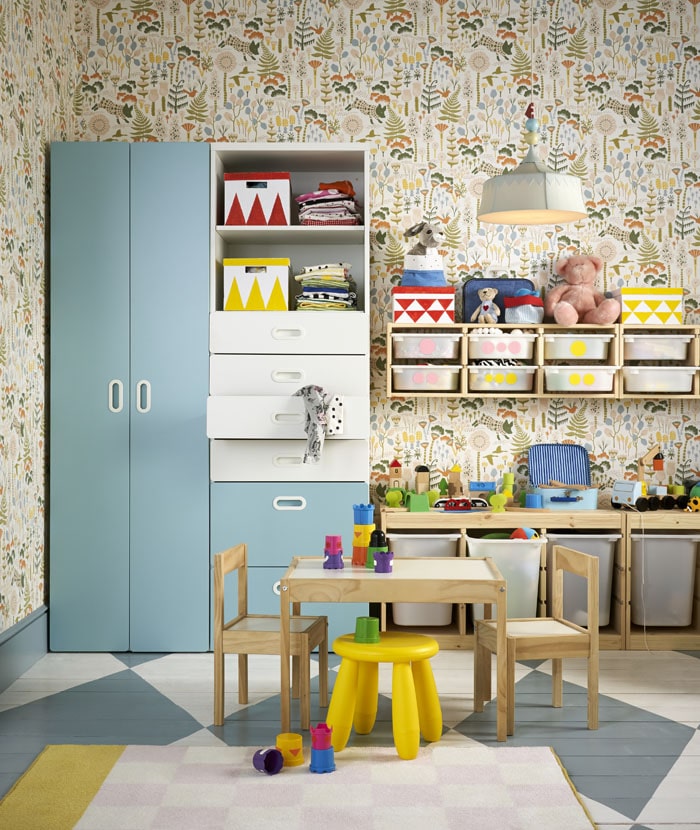 chambre enfant colorée jaune et bleu ikea