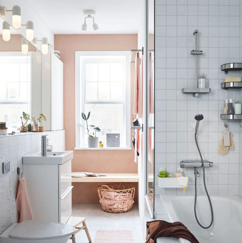 salle de bain beige et blanche ikea