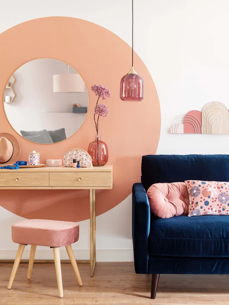 déco rose et bleue salon et coiffeuse maisons du monde