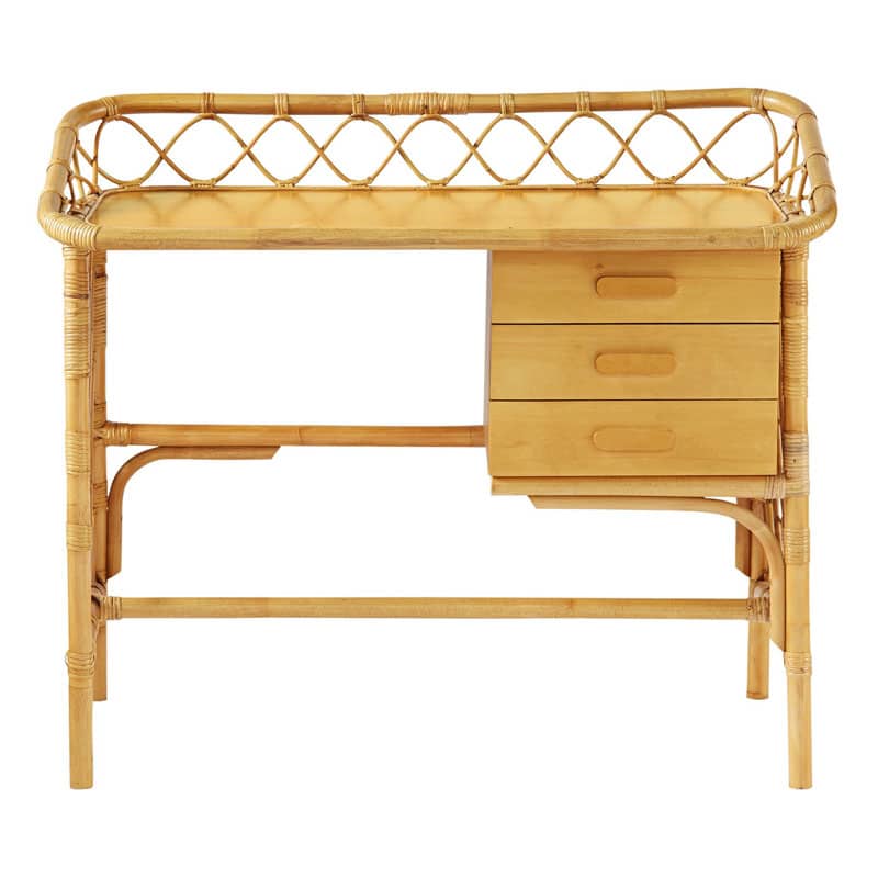 bureau enfant naturel en rotin