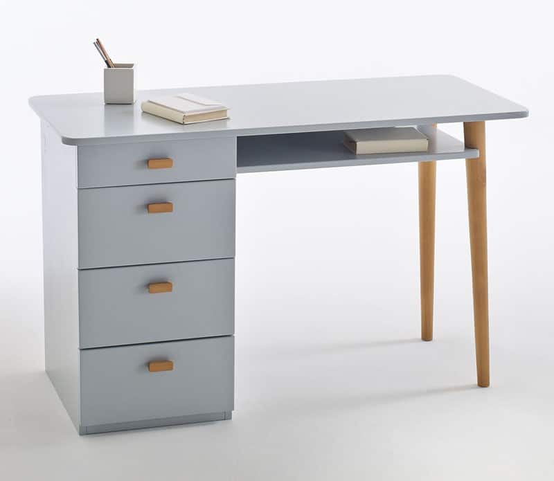 bureau à tiroirs gris